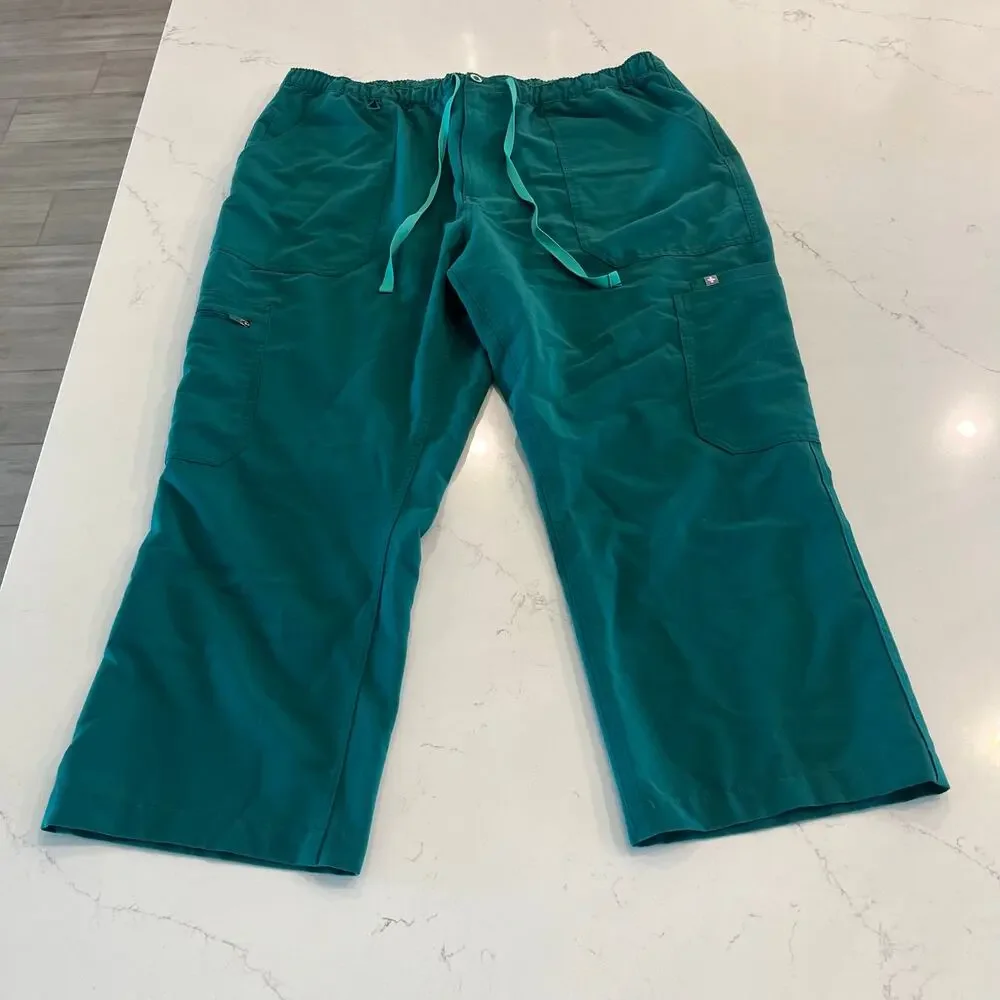 FIGS Cairo‎ Cargo Scrub Pants Green Size XXL Short Hemmed